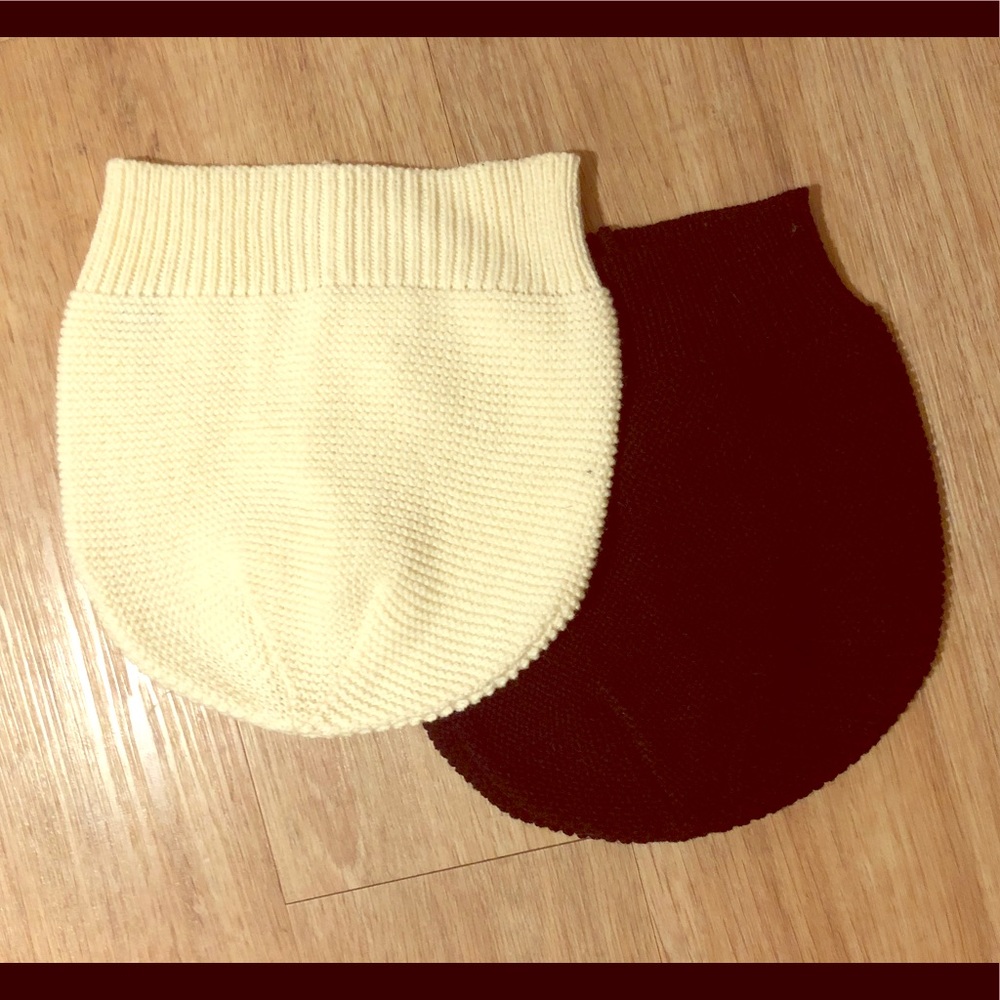 Cream and black hats